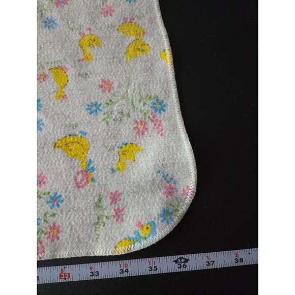 Vintage Chatham Baby Receiving Blanket Yellow Ducks & Flowers Vtg Nursery Floral - Picture 7 of 8